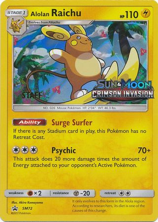 Alolan Raichu (SM72) (Staff Prerelease Promo) [Sun & Moon: Black Star Promos]