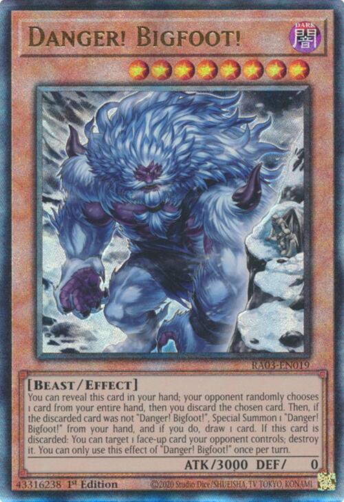 Danger! Bigfoot! (Alternate Art) (UTR) [RA03-EN019] Prismatic Ultimate Rare