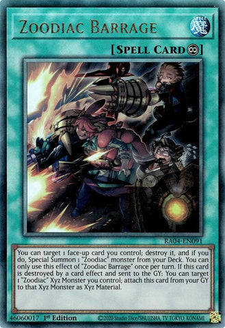 Zoodiac Barrage [RA04-EN091] Prismatic Ultimate Rare